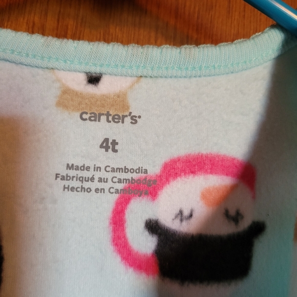 NWT Carter's Kids Zippered Sleeper with Feet Penguin Print Sz 4t - Picture 5 of 6